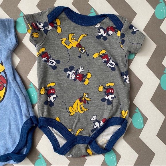 Disney Baby Mickey & Pluto Bodysuit Onesies 0-3M - Picture 3 of 6